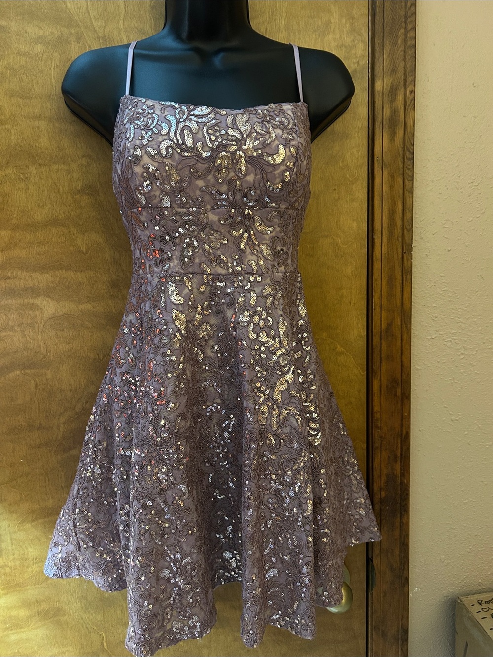 Rose Gold Sequin Homecoming Dress